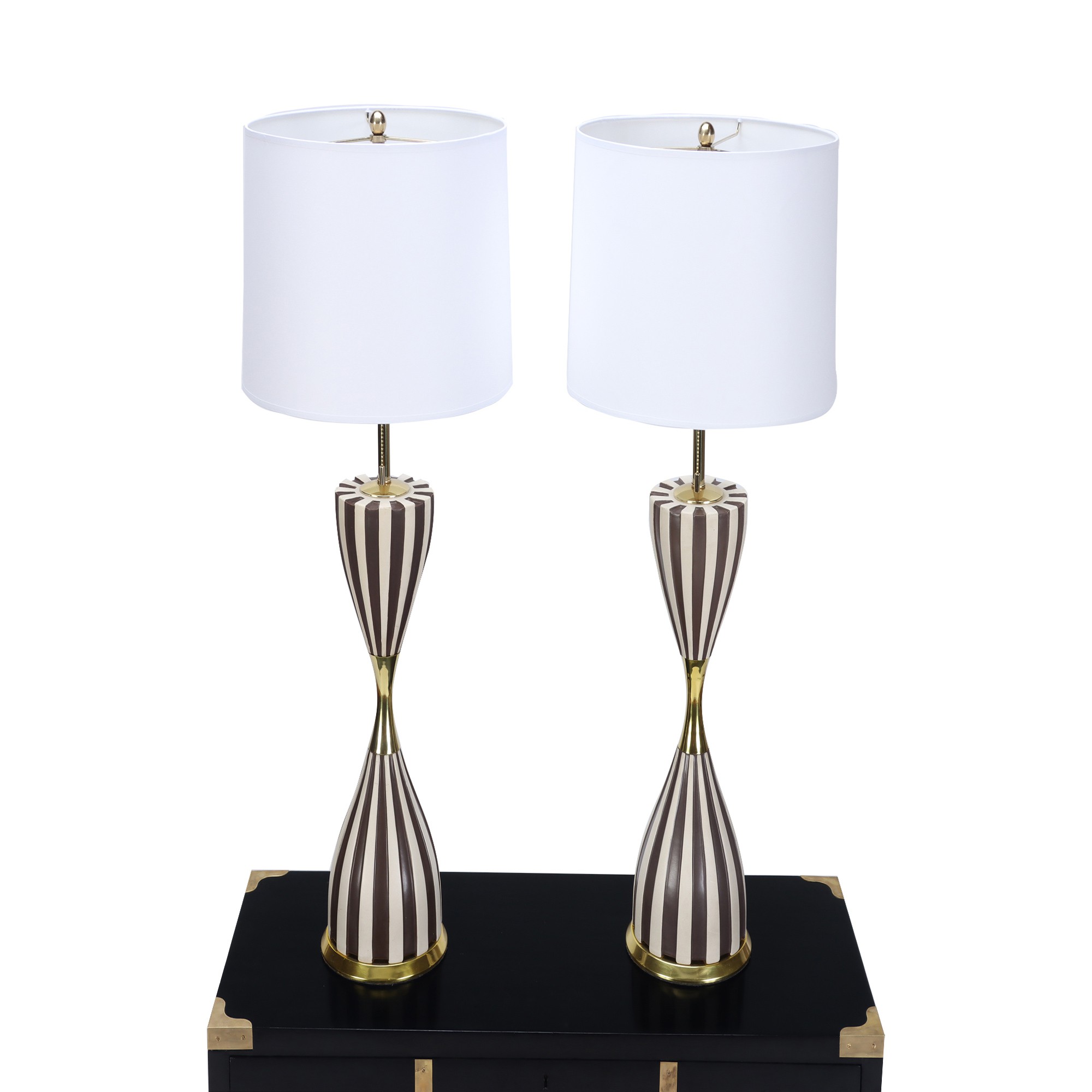 A pair of Mid Century "Harlequin" table lamps by Gerald Thurston. Circa 1950.