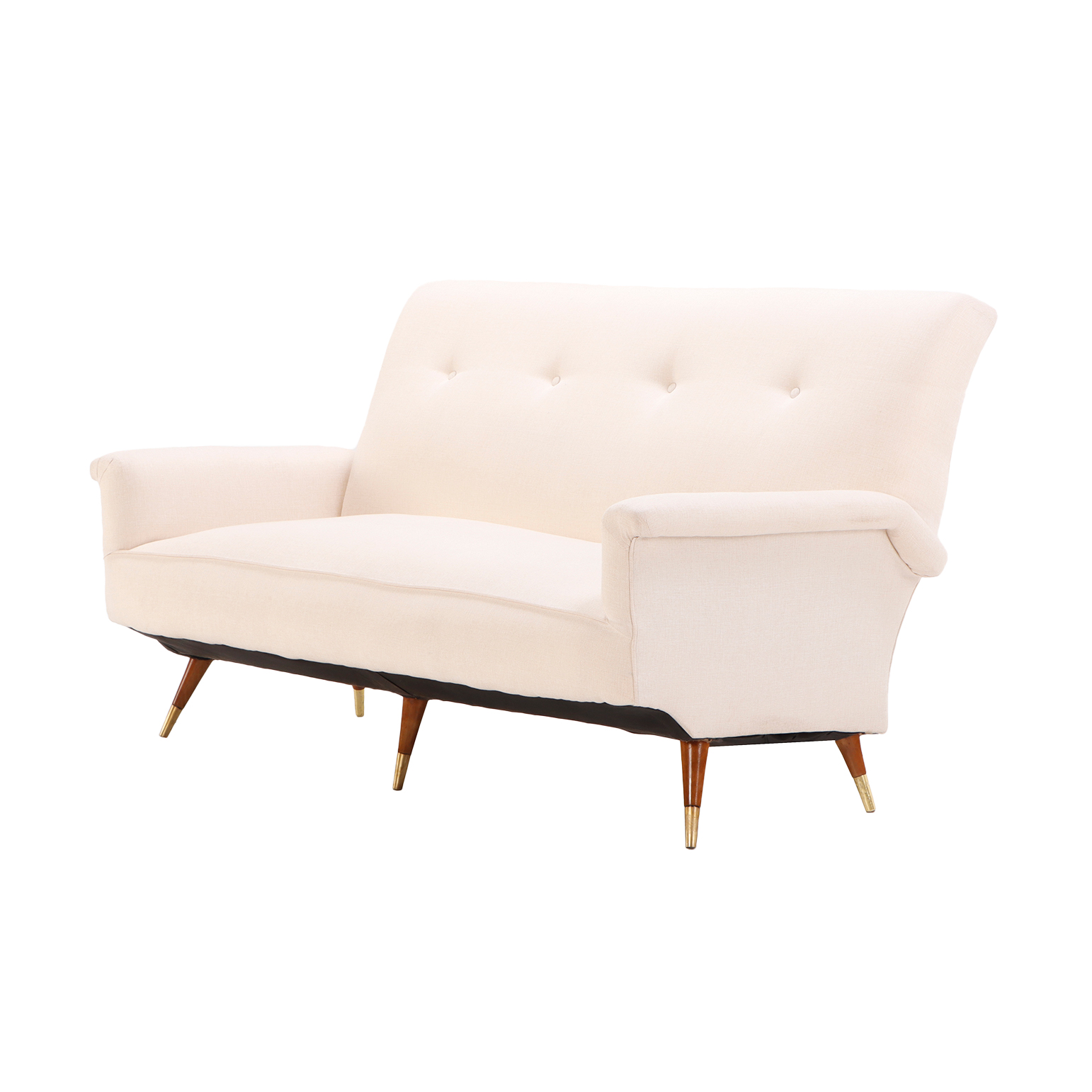 An Italian Mid Century Modern upholstered sofa, C. 1950.
