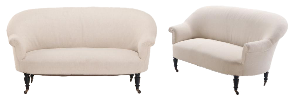 A pair of French Napoleon III upholstered sofas, C. 1860.