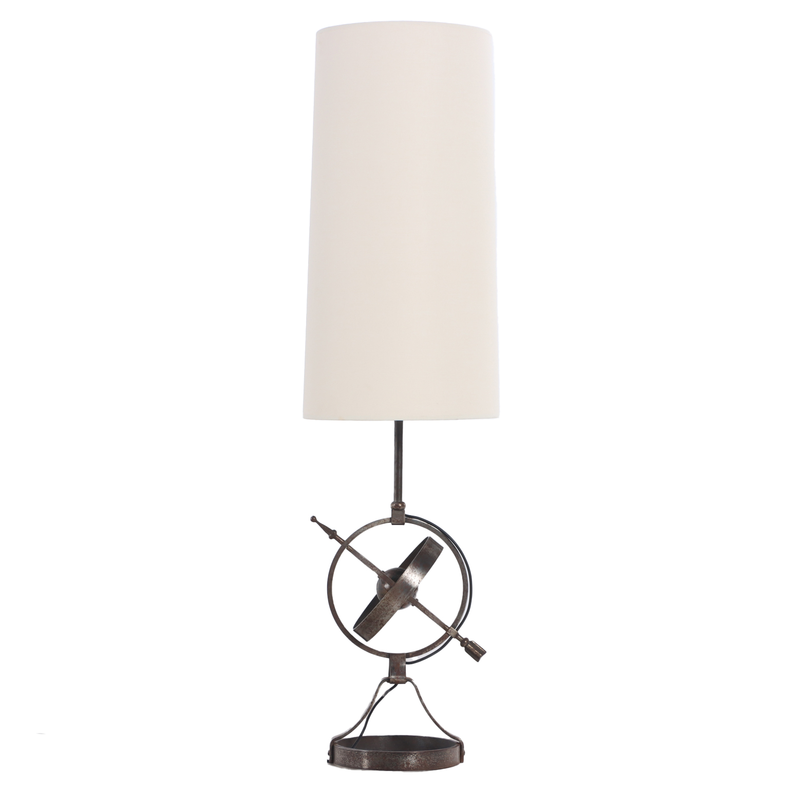 A French Polished Steel Tall Table Lamp, C. 1950.
