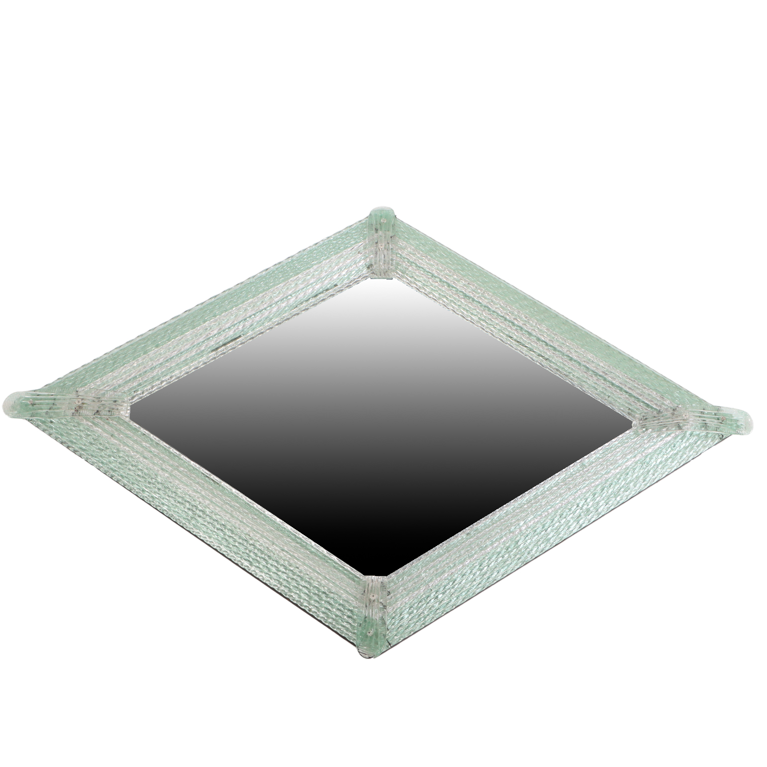 A very large Murano glass diamond shaped mirror.