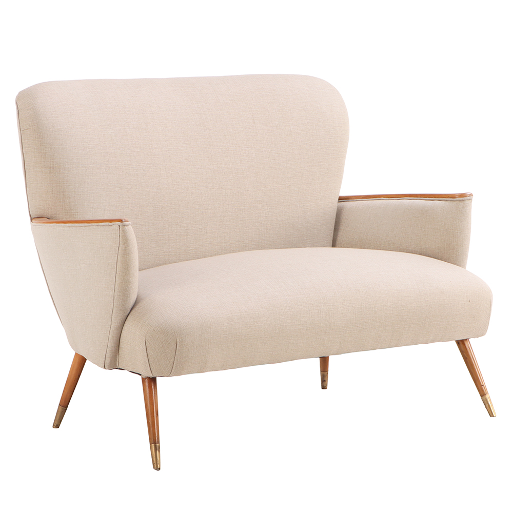A Mid Century Modern Upholstered Settee, C. 1950.