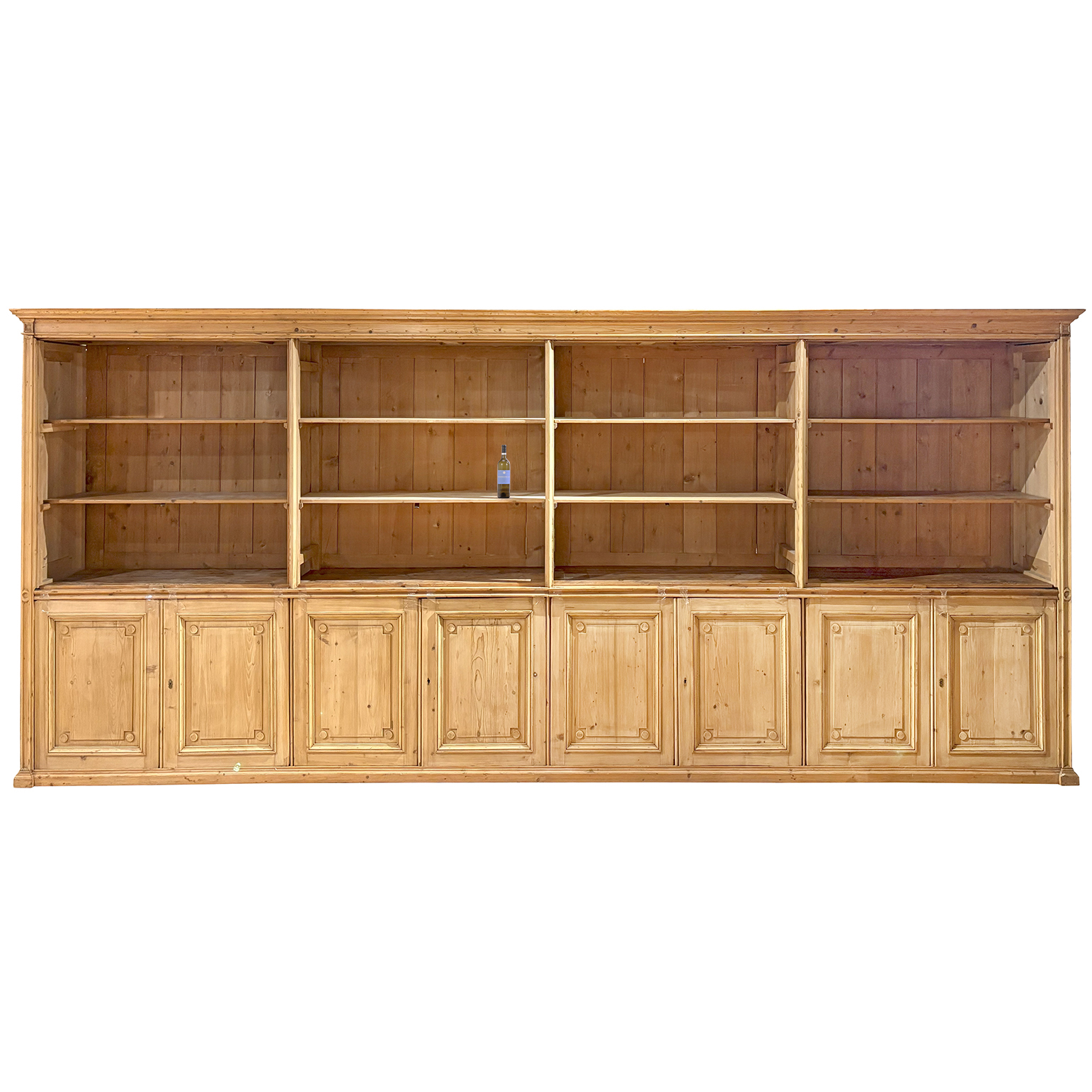 A Grand Georgian-Style Pine Library Cupboard or Kitchen Cabinets