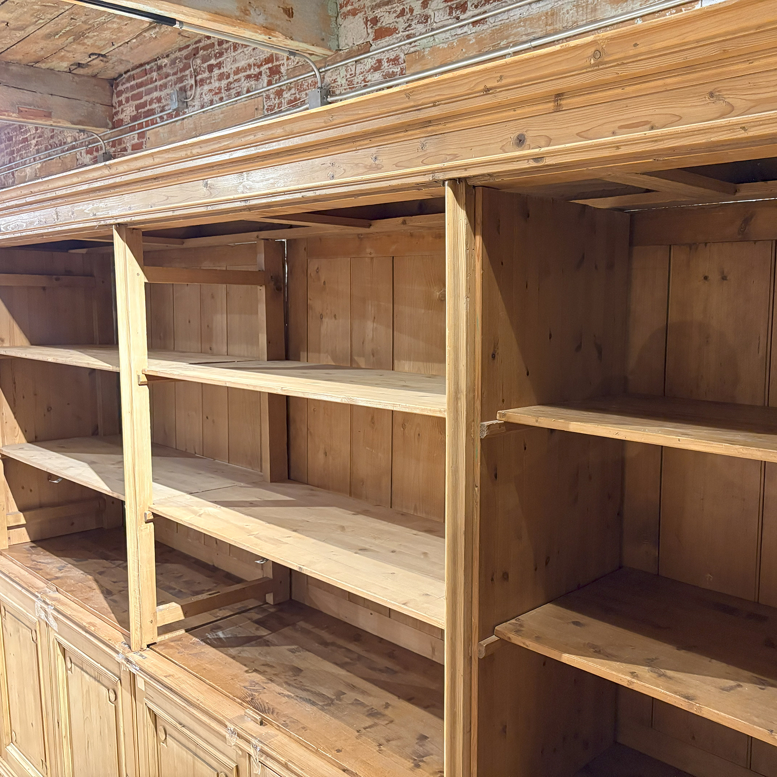 A Grand Georgian-Style Pine Library Cupboard or Kitchen Cabinets