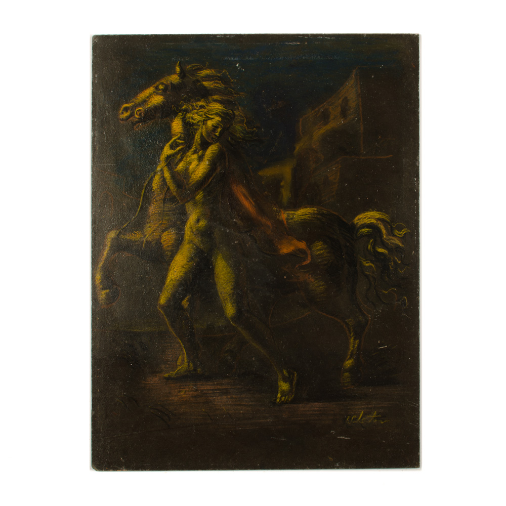Roman Gregory Chatov (Russian, b. 1900 - d.1987), "Lady and Horse" painting.