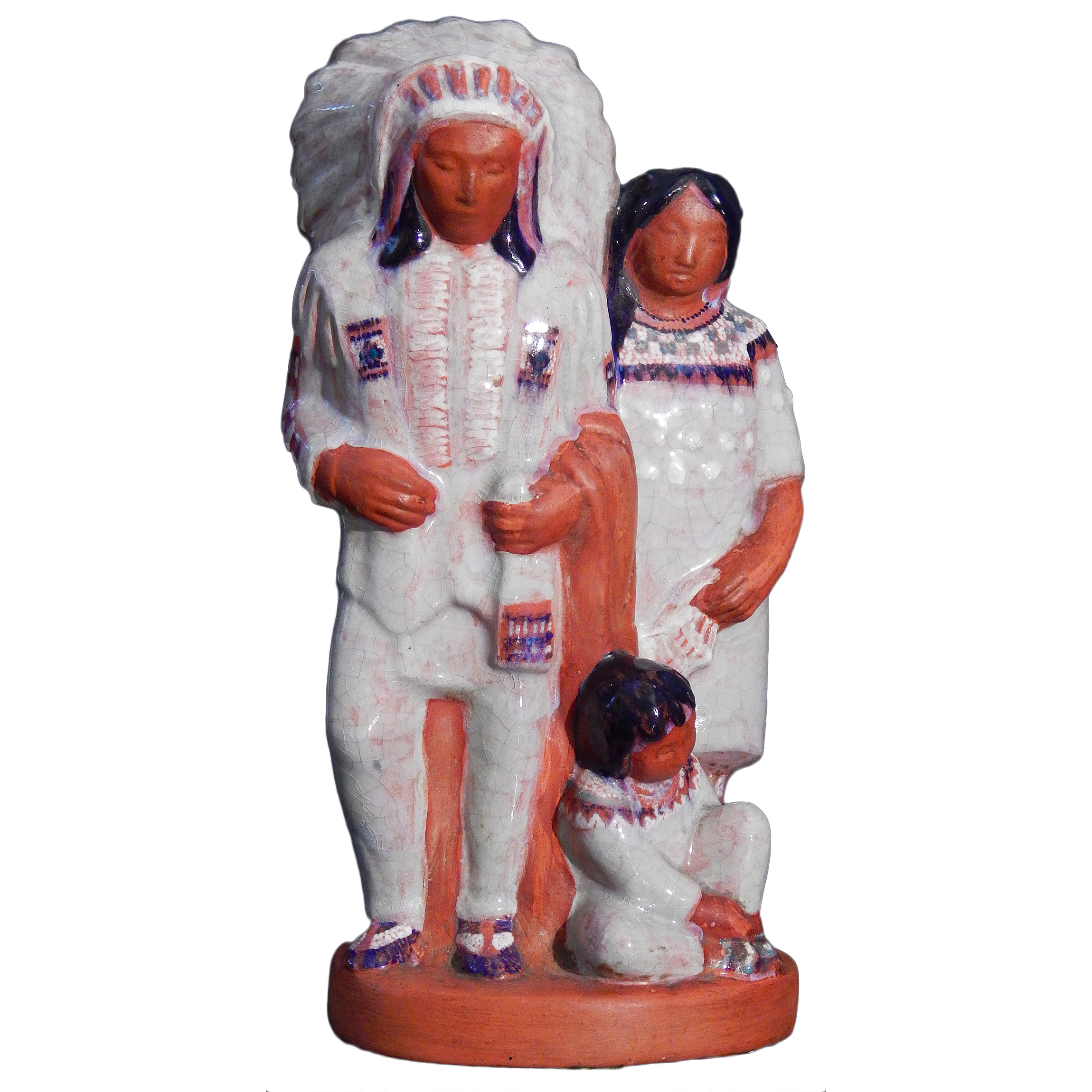 "Indian Chief and Family" by Elizabeth Seaver (American, b. 1899 - d. 1970), ceramic circa 1930.