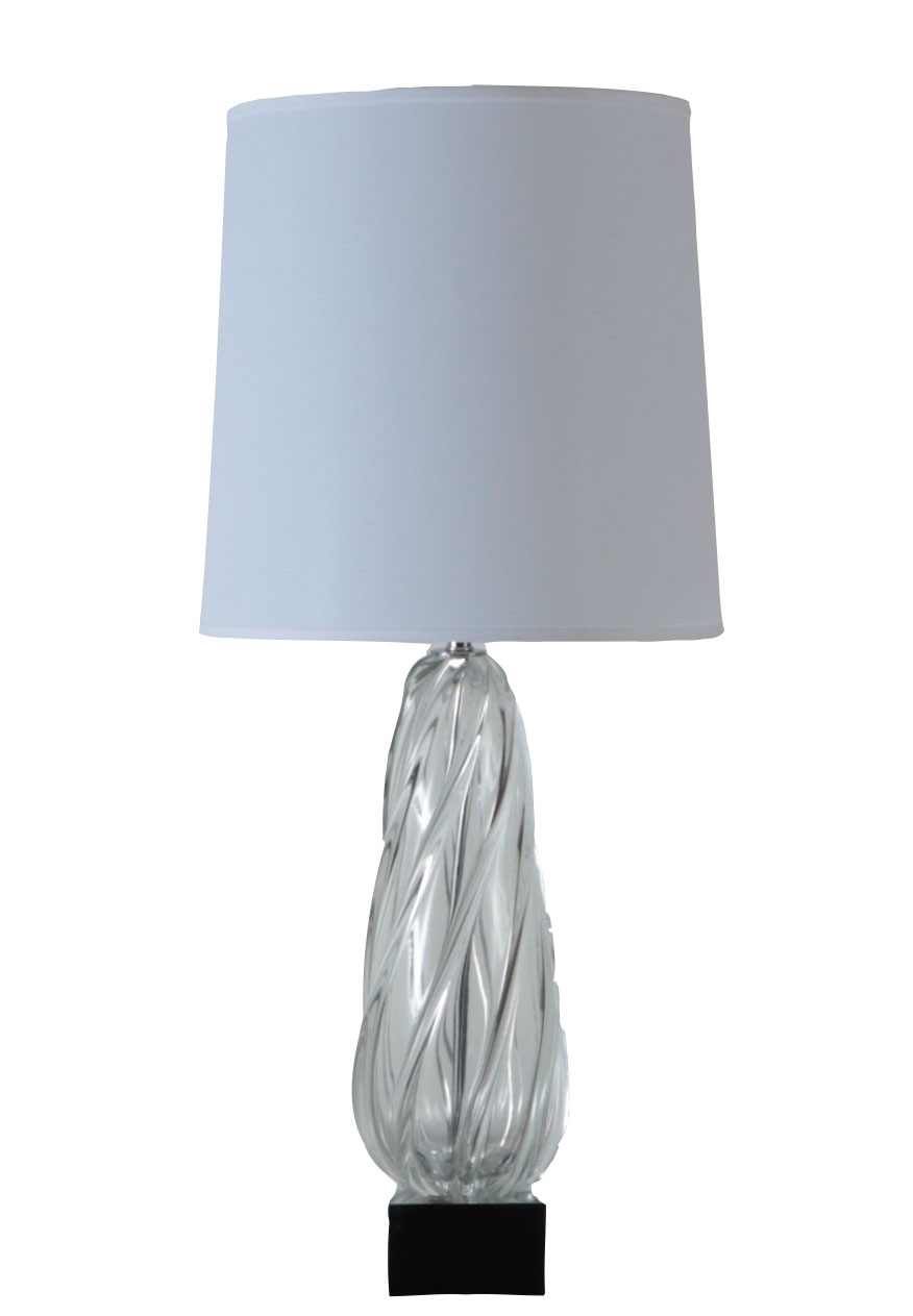 A tall swirl glass table lamp. Contemporary.