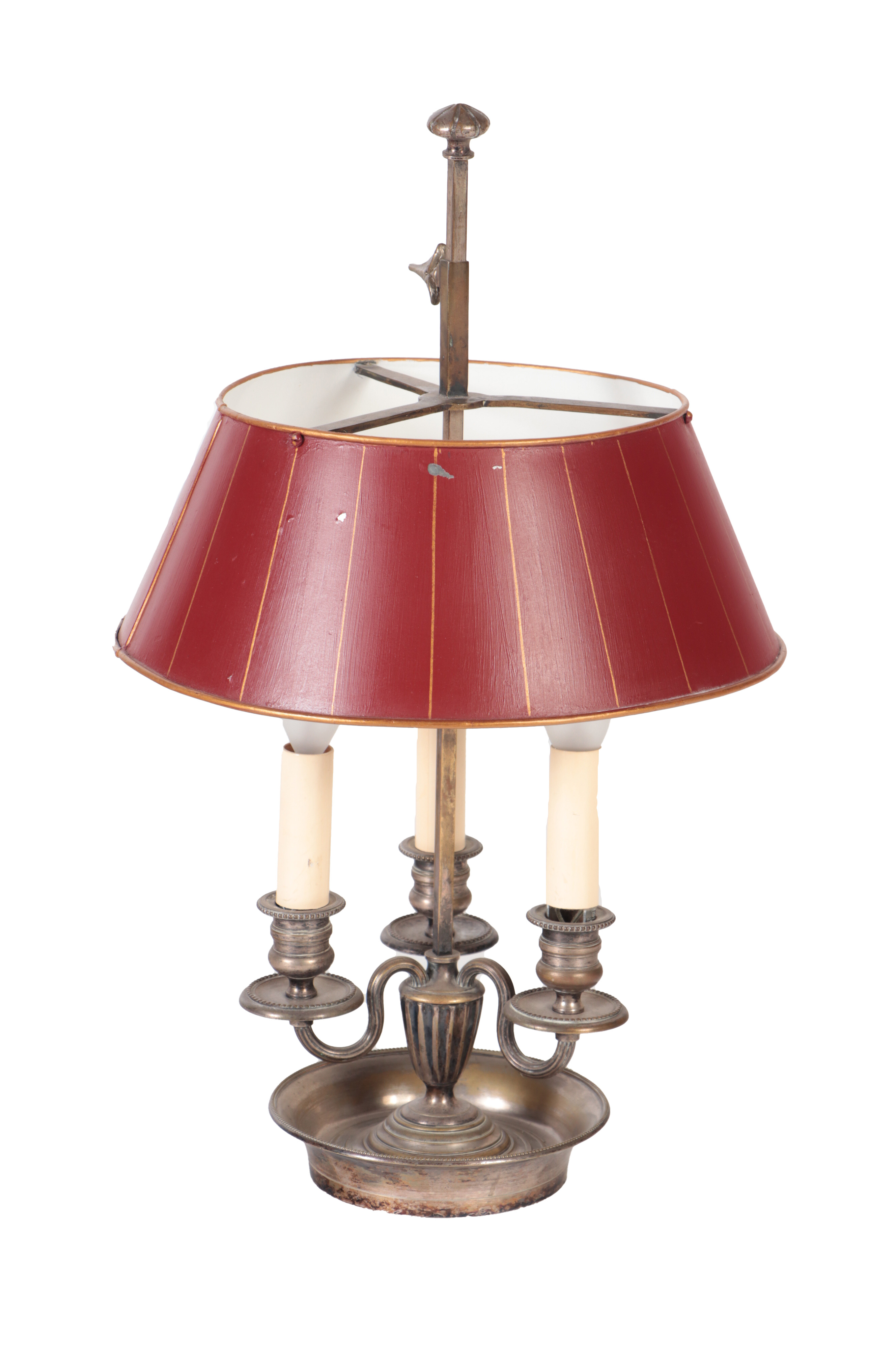 A silver plated bouillotte lamp, 19th C.