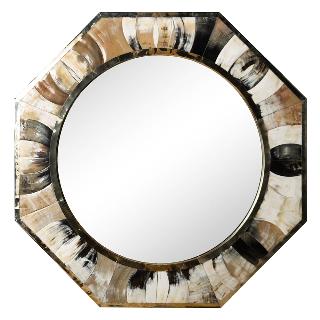 A large octagonal horn mirror in the manner of Karl Springer. Contemporary.  for sale online | Showrooms 2220