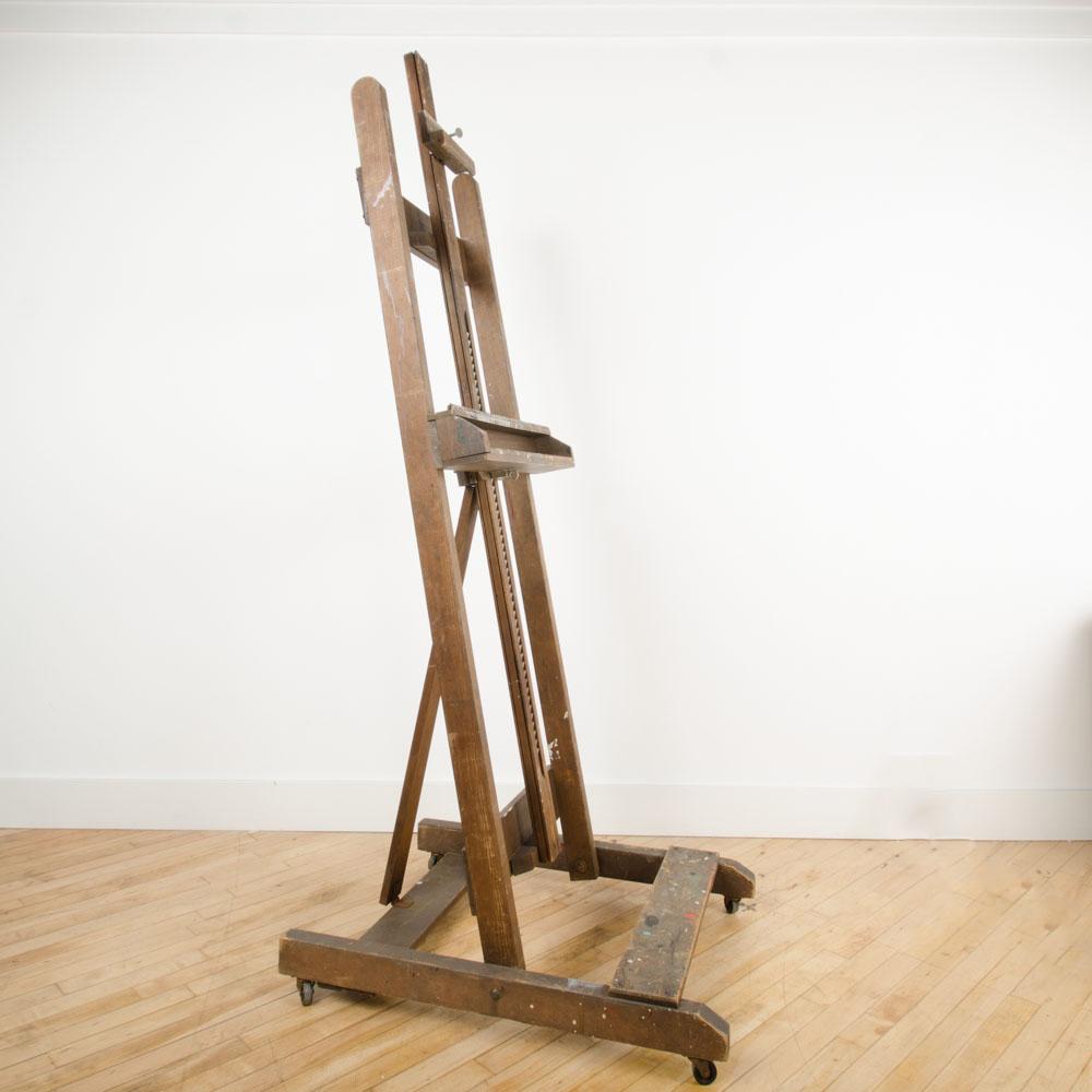 Large Adjustable Standing Antique French Painting or Display Easel ca. 1900  at 1stDibs