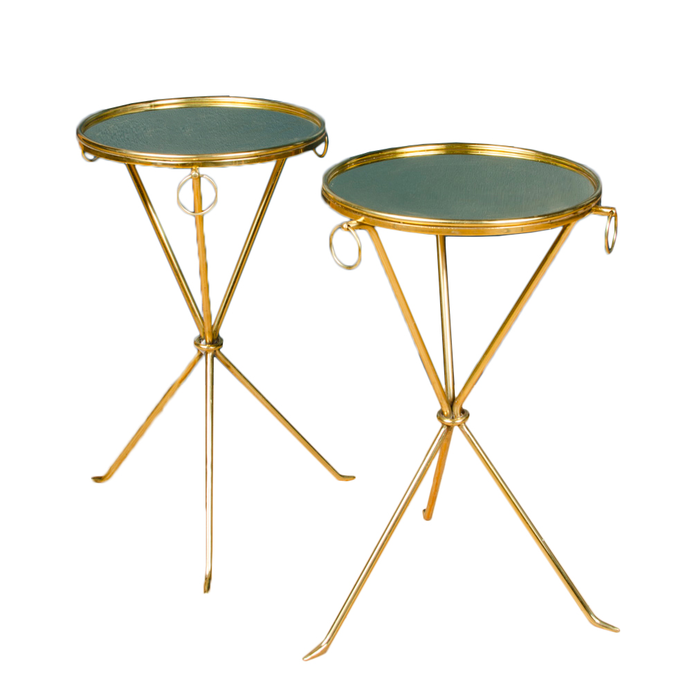 gilt brass round drinks tables