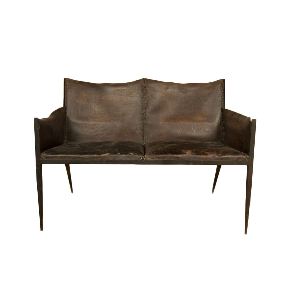 ron and leather Jean Michel Frank style settee