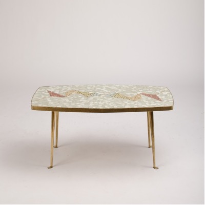 mid century modern German coffee table with mosaic top